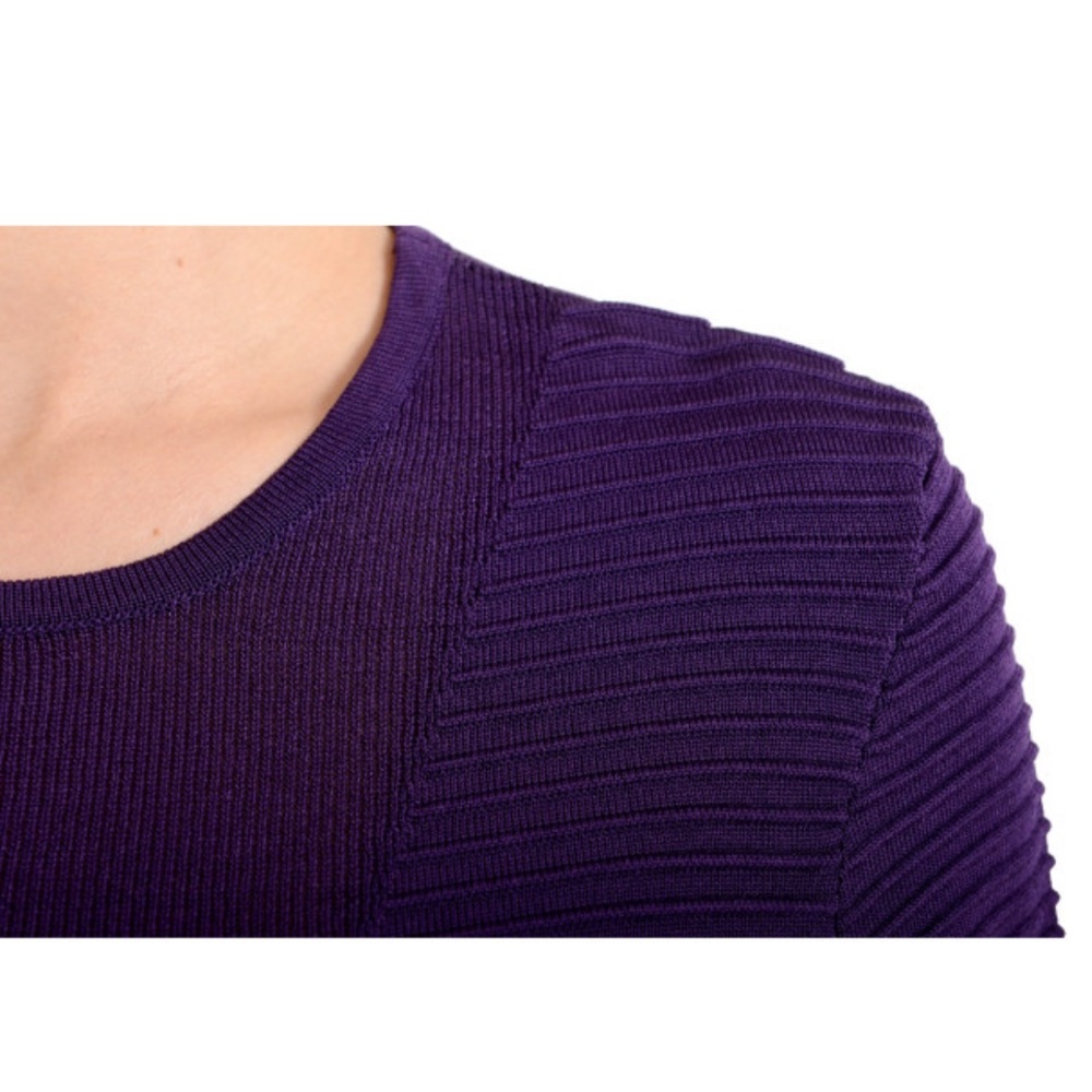 Versace Collection Purple Ribbed Short Sleeve Top | Size 40 - Picture 8 of 14